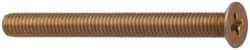 Made in USA - #10-32 UNF, 2" OAL Phillips Drive Machine Screw - Flat Head, Grade 3 Steel, Yellow Cadmium-Plated Finish, Without Washer - Apex Tool & Supply