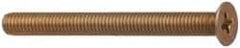 Made in USA - #10-32 UNF, 2" OAL Phillips Drive Machine Screw - Flat Head, Grade 3 Steel, Yellow Cadmium-Plated Finish, Without Washer - Apex Tool & Supply