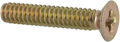 Made in USA - #4-40 UNC, 5/8" OAL Phillips Drive Machine Screw - Flat Head, Grade 3 Steel, Yellow Cadmium-Plated Finish, Without Washer - Apex Tool & Supply