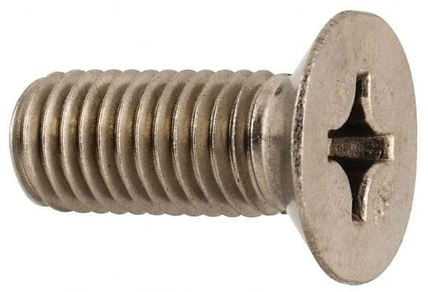 Made in USA - 1/4-28 UNF, 5/8" OAL Phillips Drive Machine Screw - Flat Head, Grade 18-8 Stainless Steel, Passivated Finish, Without Washer - Apex Tool & Supply