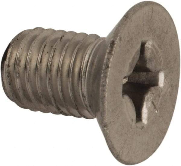 Made in USA - 1/4-28 UNF, 7/16" OAL Phillips Drive Machine Screw - Flat Head, Grade 18-8 Stainless Steel, Passivated Finish, Without Washer - Apex Tool & Supply