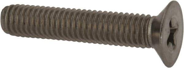 Made in USA - #10-32 UNF, 1" OAL Phillips Drive Machine Screw - Flat Head, Grade 18-8 Stainless Steel, Passivated Finish, Without Washer - Apex Tool & Supply