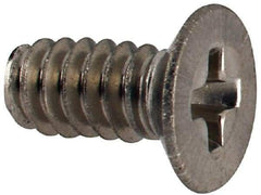 Made in USA - #4-40 UNC, 1/4" OAL Phillips Drive Machine Screw - Flat Head, Grade 18-8 Stainless Steel, Passivated Finish, Without Washer - Apex Tool & Supply