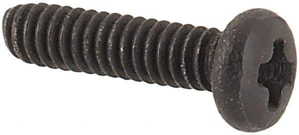 Made in USA - #0-80 UNF, 1/4" Length Under Head Phillips Drive Machine Screw - Pan Head, Grade 18-8 Stainless Steel, Black Oxide Finish, Without Washer - Apex Tool & Supply