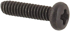 Made in USA - #0-80 UNF, 1/4" Length Under Head Phillips Drive Machine Screw - Pan Head, Grade 18-8 Stainless Steel, Black Oxide Finish, Without Washer - Apex Tool & Supply