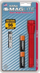 Mag-Lite - Krypton Bulb, 14 Lumens, Mini Flashlight - Red Body, 2 AA Alkaline Batteries Included - Apex Tool & Supply