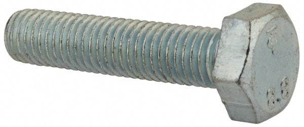 Value Collection - M10x1.50mm Metric Coarse, 45mm Length Under Head Hex Head Cap Screw - Fully Threaded, Grade 8.8 Steel, Zinc-Plated Finish, 17mm Hex - Apex Tool & Supply