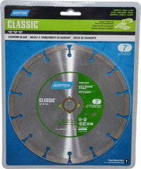 Norton - 7" Diam, 5/8" Arbor Hole Diam, Wet & Dry Cut Saw Blade - Diamond-Tipped, Standard Round Arbor - Apex Tool & Supply