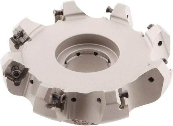 Iscar - 5.58" Cut Diam, 1-1/2" Arbor Hole, 0.276" Max Depth of Cut, 45° Indexable Chamfer & Angle Face Mill - 8 Inserts, S845 SX.U 16.. Insert, Right Hand Cut, 8 Flutes, Through Coolant, Series Helido - Apex Tool & Supply