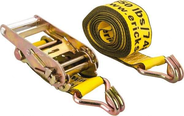 Erickson Manufacturing - 15' Long x 2" Wide, 5,000 Lb Basket Capacity, 5,000 Lb Vertical Capacity, Polyester Web Sling - Yellow - Apex Tool & Supply