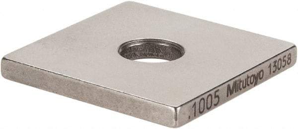 Mitutoyo - 0.1005" Square Steel Gage Block - Accuracy Grade 0, Includes Certificate of Inspection - Apex Tool & Supply