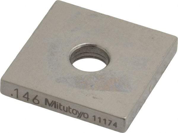 Mitutoyo - 0.146" Square Steel Gage Block - Accuracy Grade 0, Includes Certificate of Inspection - Apex Tool & Supply