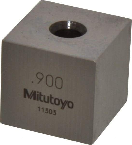 Mitutoyo - 0.9" Square Steel Gage Block - Accuracy Grade 0, Includes Certificate of Inspection - Apex Tool & Supply