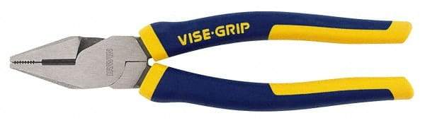 Irwin - 8" OAL, 1-15/32" Jaw Length x 1-3/16" Jaw Width, Side Cutting Linesman's Pliers - North American Jaw, Standard Head, ProTouch Handles - Apex Tool & Supply