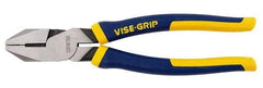 Irwin - 9-1/2" OAL, 1-9/16" Jaw Length x 1-1/4" Jaw Width, Side Cutting Linesman's Pliers - North American Jaw, Standard Head, ProTouch Handles - Apex Tool & Supply