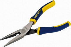 Irwin - 6" OAL, 1-25/32" Jaw Length x 23/32" Jaw Width, Long Nose Side Cutting Pliers - Serrated Jaw, Standard Head, ProTouch Handles - Apex Tool & Supply