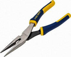 Irwin - 8" OAL, 2-5/16" Jaw Length x 15/16" Jaw Width, Long Nose Side Cutting Pliers - Serrated Jaw, Standard Head, ProTouch Handles - Apex Tool & Supply
