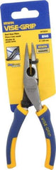 Irwin - 6" OAL, 1-9/16" Jaw Length x 23/32" Jaw Width, Long Nose Side Cutting Bent Nose Pliers - Serrated Jaw, Standard Head, ProTouch Handles - Apex Tool & Supply