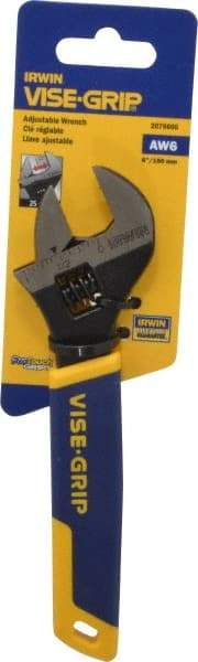 Irwin - 1" Jaw Capacity, 6" Standard Adjustable Wrench - Chrome Vanadium Steel, Chrome Finish - Apex Tool & Supply