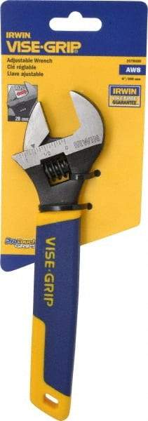 Irwin - 1-1/8" Jaw Capacity, 8" Standard Adjustable Wrench - Chrome Vanadium Steel, Chrome Finish - Apex Tool & Supply