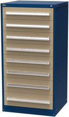 Vidmar - 8 Drawer, Modular Storage Cabinet - Steel, 30" Wide x 27-3/4" Deep x 59" High, Blue & Beige - Apex Tool & Supply