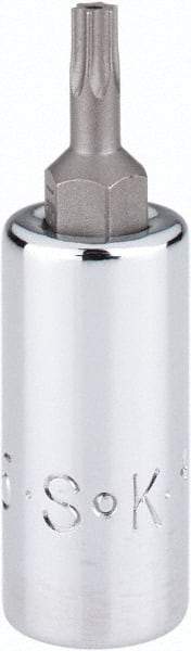 SK - 1/4" Drive, T15 Torx Bit Socket - 1-3/4" OAL, Tamper Resistant - Apex Tool & Supply