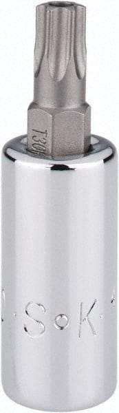 SK - 1/4" Drive, T30 Torx Bit Socket - 1-3/4" OAL, Tamper Resistant - Apex Tool & Supply