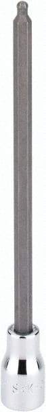 SK - 3/8" Drive, 4mm Hex Bit Socket - 6" OAL, 5" Bit Length, Long Ball End Hex Bit Socket - Apex Tool & Supply