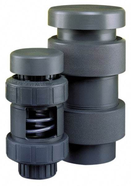 Plast-O-Matic - 2" Pipe, 100 Max psi, PVC, Normally Closed Design Vacuum Breaker Valve - EPDM Seal, PTFE Encapsulated Stainless Steel Spring, NPT End Connections - Apex Tool & Supply