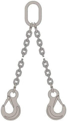 Pewag - 5' Long, 1,900 Lb Basket Capacity, 1,900 Lb Vertical Capacity, Stainless Steel Web Sling - DOS Chain Sling, 3/16" Diam Chain, Bright Polish, with 2 Sling Hooks & Master Link - Apex Tool & Supply