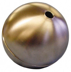 Made in USA - 6" Diam, Spherical, Tubed Through Connection, Metal Float - 1/4" Rod Thread, Stainless Steel, 800 Max psi, 18 Gauge - Apex Tool & Supply