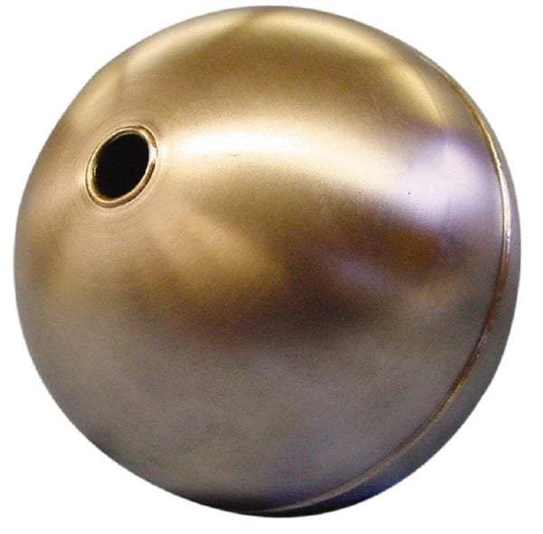 Made in USA - 7" Diam, Spherical, Tubed Through Connection, Metal Float - 3/8" Rod Thread, Stainless Steel, 400 Max psi, 20 Gauge - Apex Tool & Supply