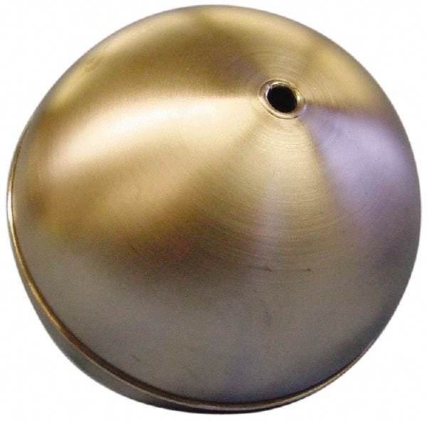Made in USA - 2-1/2" Diam, Spherical, Internal Connection, Metal Float - 1/4-20 Thread, Stainless Steel, 500 Max psi, 26 Gauge - Apex Tool & Supply