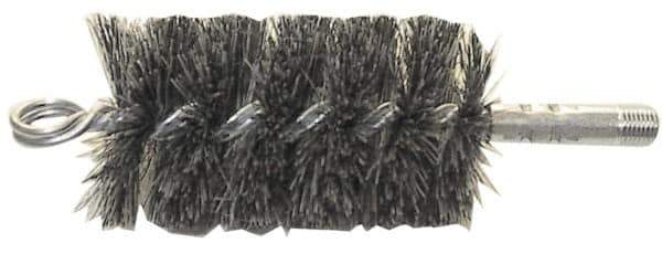 Schaefer Brush - 4-1/2" Brush Length, 1-1/2" Diam, Fiber Single Stem, Single Spiral Tube Brush - 8" Long, Tampico Fibre, 1/4" NPSM Male Connection - Apex Tool & Supply