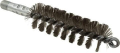 Schaefer Brush - 4-1/2" Brush Length, 1-1/2" Diam, Double Stem, Single Spiral Tube Brush - 7-1/4" Long, Stainless Steel, 1/4" NPSM Male Connection - Apex Tool & Supply