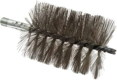 Schaefer Brush - 4-1/2" Brush Length, 3-1/2" Diam, Double Stem, Single Spiral Tube Brush - 7-1/4" Long, Stainless Steel, 1/4" NPSM Male Connection - Apex Tool & Supply