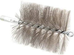 Schaefer Brush - 4-1/2" Brush Length, 4" Diam, Double Stem, Double Spiral Tube Brush - 7-1/4" Long, Stainless Steel, 1/4" NPSM Male Connection - Apex Tool & Supply