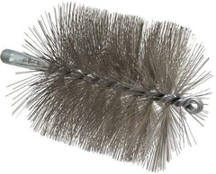 Schaefer Brush - 4-1/2" Brush Length, 4-1/2" Diam, Double Stem, Single Spiral Tube Brush - 7-1/4" Long, Stainless Steel, 1/4" NPSM Male Connection - Apex Tool & Supply