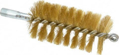 Schaefer Brush - 4-1/2" Brush Length, 2-1/4" Diam, Double Stem, Single Spiral Tube Brush - 8" Long, Brass, 1/4" NPSM Male Connection - Apex Tool & Supply