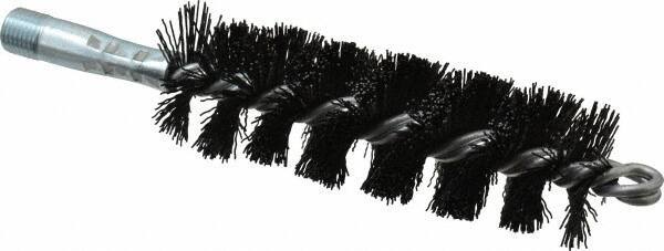 Schaefer Brush - 5" Brush Length, 1-1/2" Diam, Nylon Single Stem, Single Spiral Tube Brush - 7-1/4" Long, Nylon, 1/4" NPSM Male Connection - Apex Tool & Supply