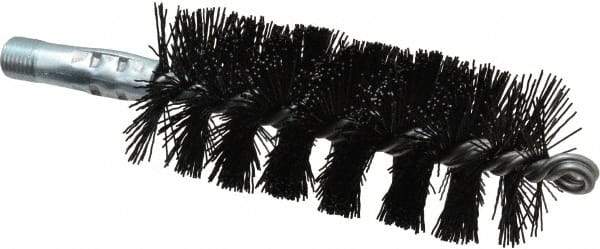 Schaefer Brush - 5" Brush Length, 2" Diam, Nylon Single Stem, Single Spiral Tube Brush - 7-1/4" Long, Nylon, 1/4" NPSM Male Connection - Apex Tool & Supply