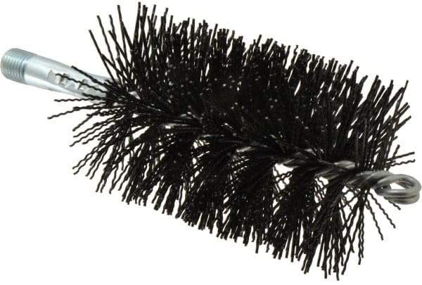 Schaefer Brush - 5" Brush Length, 3" Diam, Nylon Single Stem, Single Spiral Tube Brush - 7-1/4" Long, Nylon, 1/4" NPSM Male Connection - Apex Tool & Supply