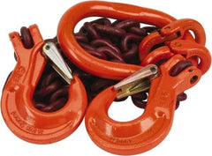Pewag - 5' Long, 7,500 Lb Basket Capacity, 12,300 Lb Vertical Capacity, Alloy Steel Web Sling - DOS Chain Sling, 3/8" Diam Chain, Silver (Color), with 2 Sling Hooks & Master Link - Apex Tool & Supply