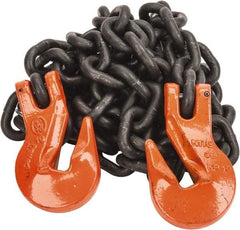 Pewag - 10' Long, 7,100 Lb Basket Capacity, 7,100 Lb Vertical Capacity, Alloy Steel Web Sling - SGG Chain Sling, 3/8" Diam Chain, Silver (Color), with 2 Grab Hooks - Apex Tool & Supply