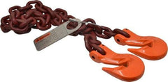 Pewag - 5' Long, 7,100 Lb Basket Capacity, 7,100 Lb Vertical Capacity, Alloy Steel Web Sling - SGG Chain Sling, 3/8" Diam Chain, Silver (Color), with 2 Grab Hooks - Apex Tool & Supply
