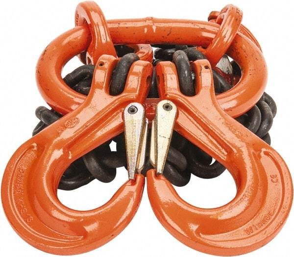 Pewag - 5' Long, 20,800 Lb Basket Capacity, 20,800 Lb Vertical Capacity, Alloy Steel Web Sling - DOS Chain Sling, 1/2" Diam Chain, Silver (Color), with 2 Sling Hooks & Master Link - Apex Tool & Supply