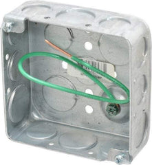 Thomas & Betts - 2 Gang, (14) 1/2 & 3/4" Knockouts, Steel Square Junction Box - 4" Overall Height x 4" Overall Width x 1-1/2" Overall Depth - Apex Tool & Supply