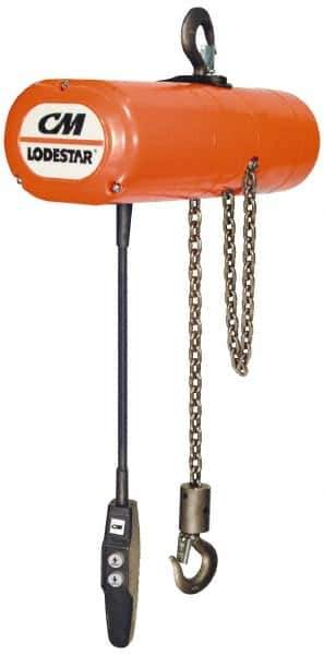 CM - 1/2 Ton Capacity, 0 to 16 FPM Lift Speed, Hook Mounted Hoist - 0.5 Output hp, 15' Max Lift, 16-1/4" Min Headroom, 1 Chain - Apex Tool & Supply