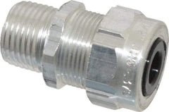 Thomas & Betts - 1/8 to 3/8" Cable Capacity, Liquidtight, Straight Strain Relief Cord Grip - 1/2 Thread, 1-3/4" Long, Aluminum - Apex Tool & Supply