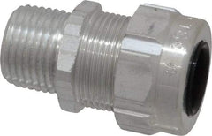 Thomas & Betts - 0.31 to 0.56" Cable Capacity, Liquidtight, Straight Strain Relief Cord Grip - 1/2 Thread, 1-3/4" Long, Aluminum - Apex Tool & Supply
